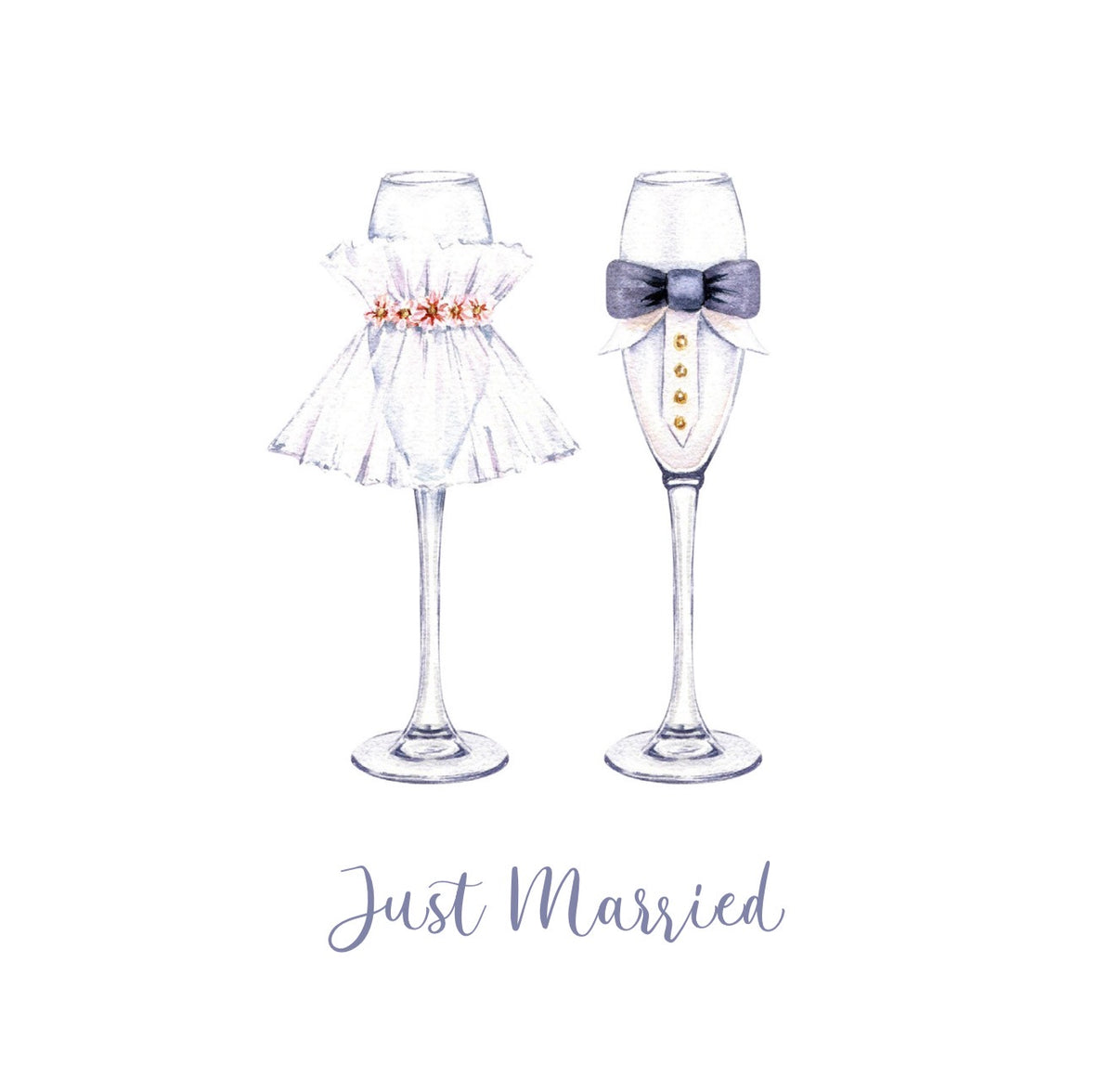 Just Married Champagne Cocktail Napkin
