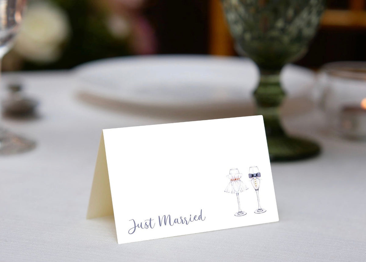 Just Married Champagne Place Cards