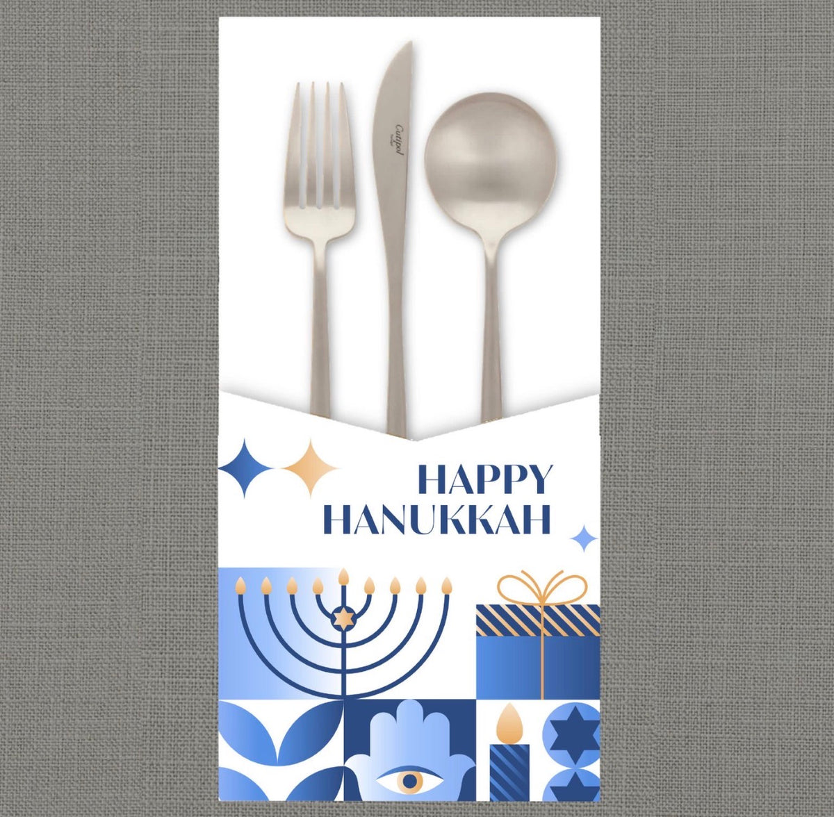Happy Hanukkah Festive Cutlery Pouch