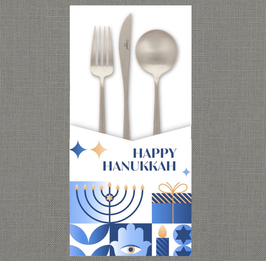 Happy Hanukkah Festive Cutlery Pouch