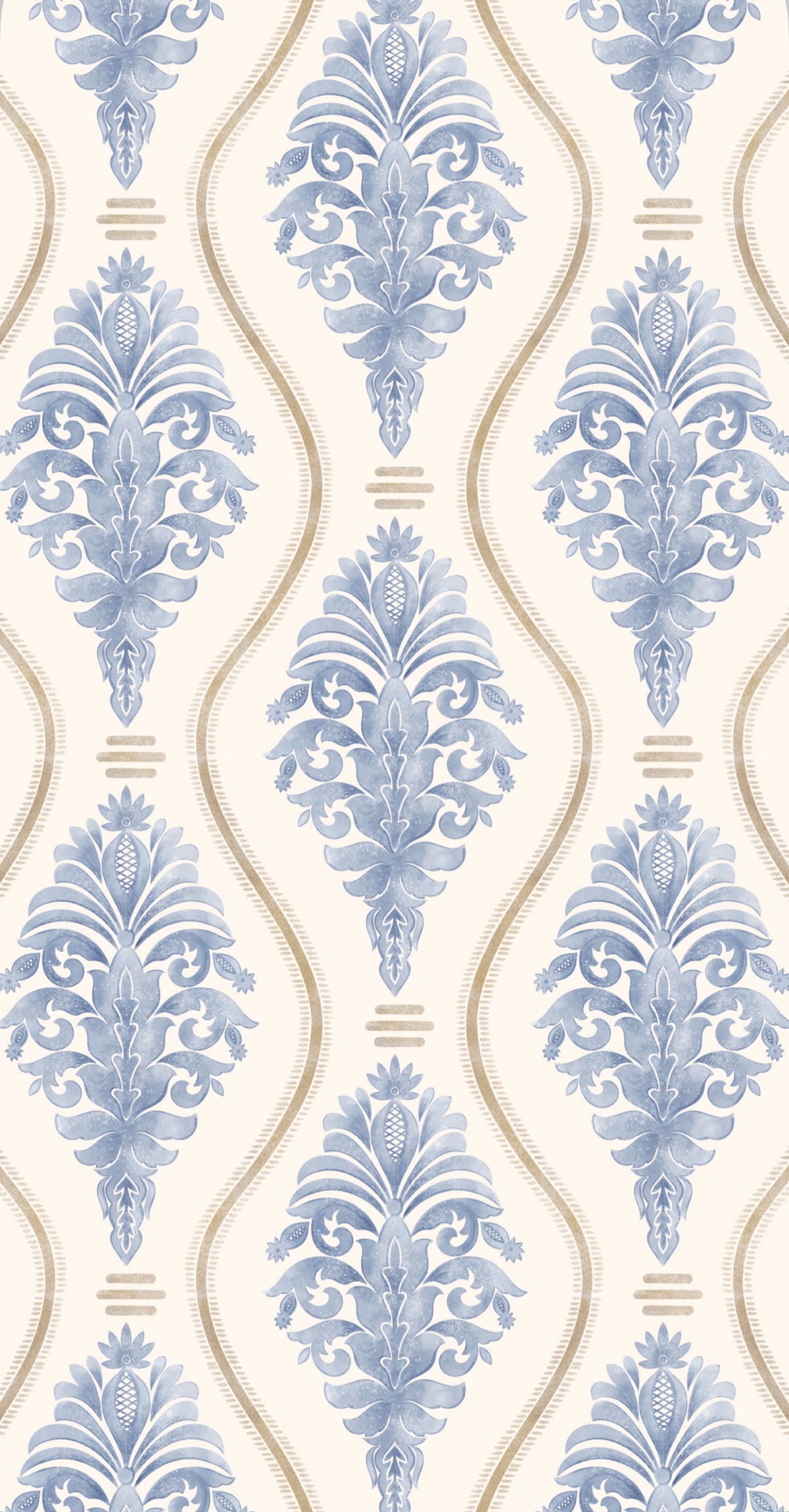 Blue Watercolor Damask - Printed Guest Towel