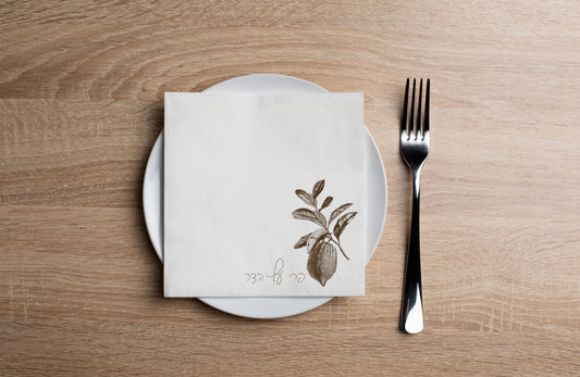 Tan Charcoal Esrog Cocktail Napkin