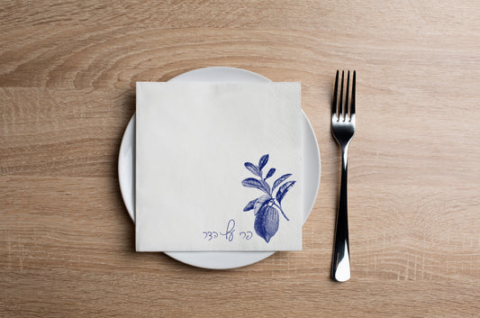 Blue Charcoal Esrog Cocktail Napkin