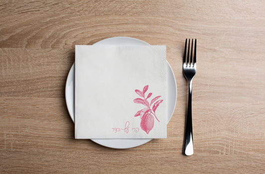 Rose Charcoal Esrog Cocktail Napkin