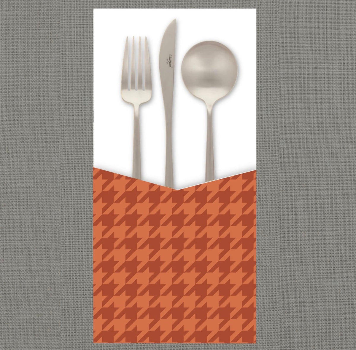 Burnt Orange Houndstooth Cutlery Pouch