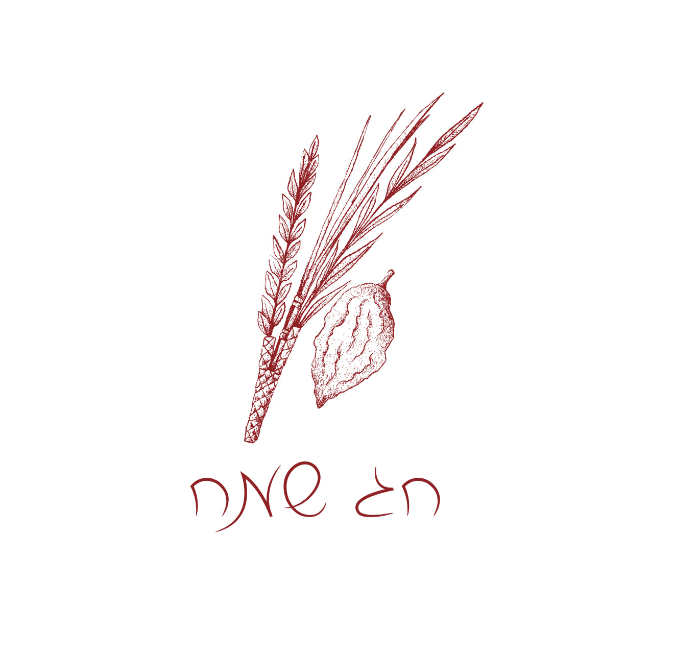 Maroon Chag Sameach Cocktail Napkin