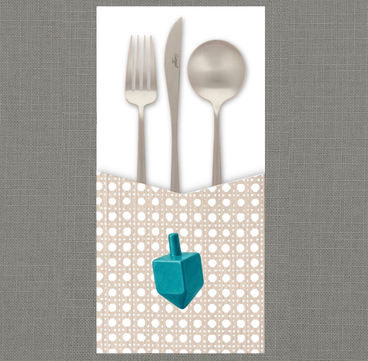 Wicker Dreidel Cutlery Pouch