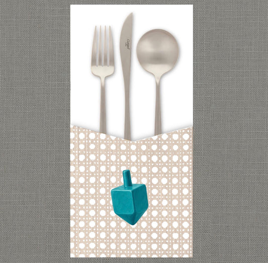Wicker Dreidel Cutlery Pouch