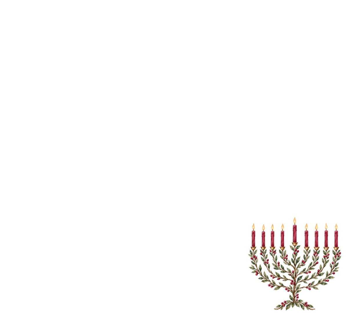 Laurel Menorah Burgundy - Charger - (SQUARE)