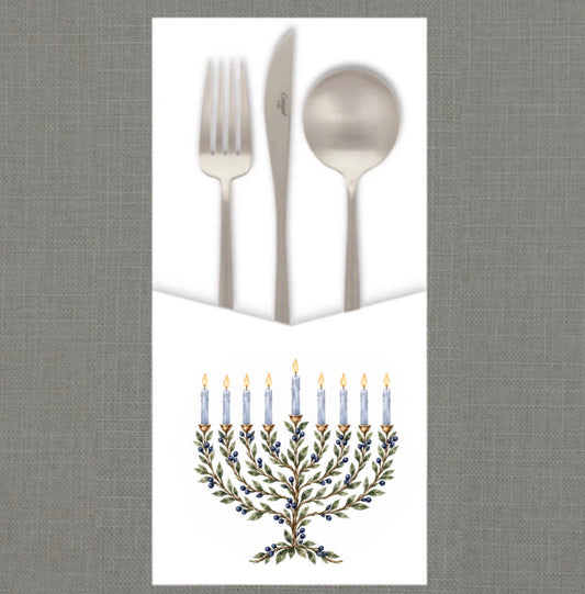 Laurel Menorah Blue Cutlery Pouch