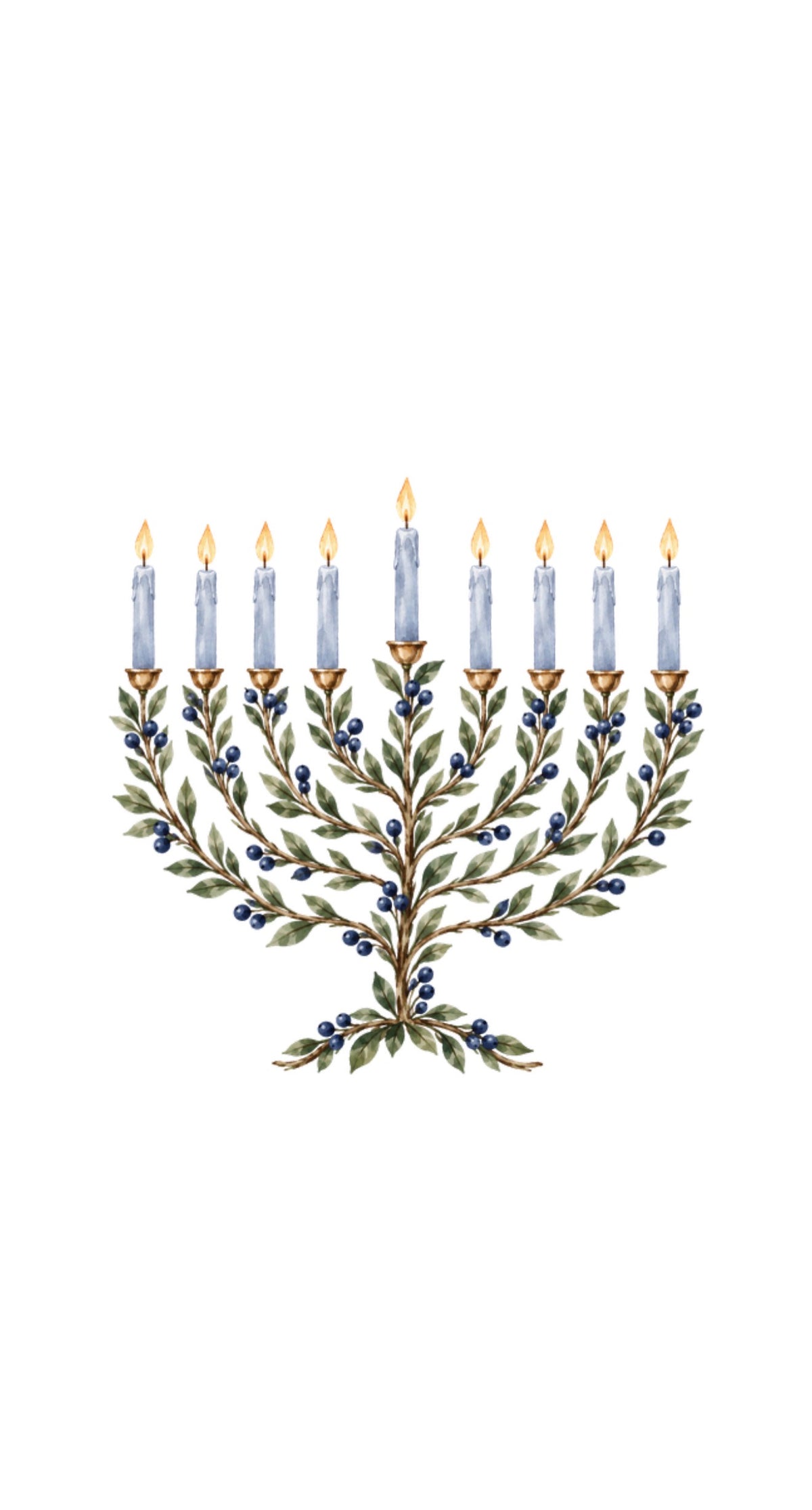 Laurel Menorah Blue - Printed Guest Towel