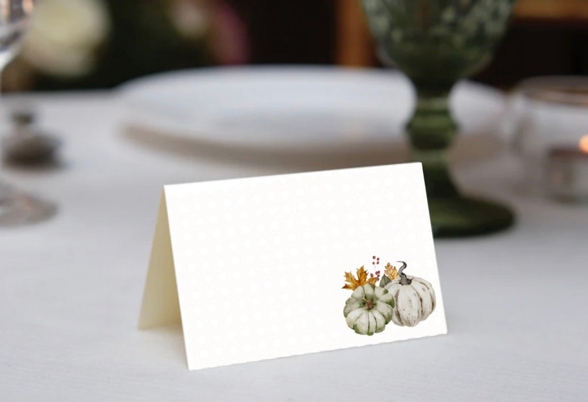 Neutral Pumpkin Place Cards