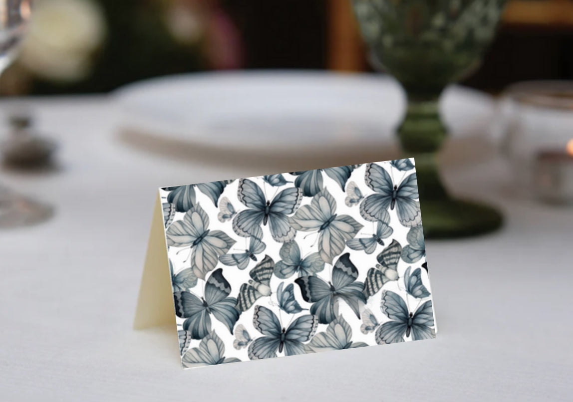 Monochrome Butterflies Place Cards