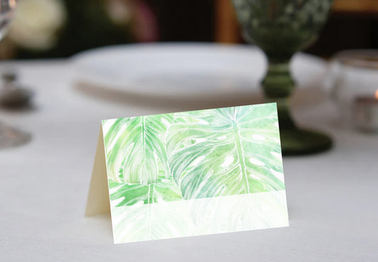 Watercolor Elephant Leaves Place Cards