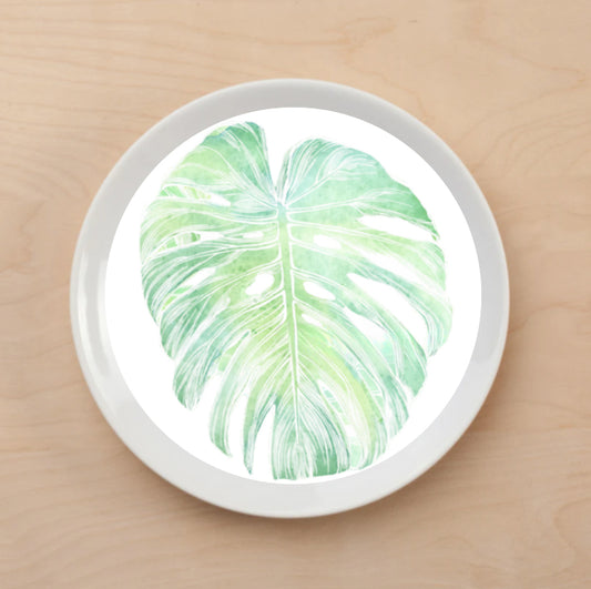 Watercolor Elephant Leaves Plate Accent
