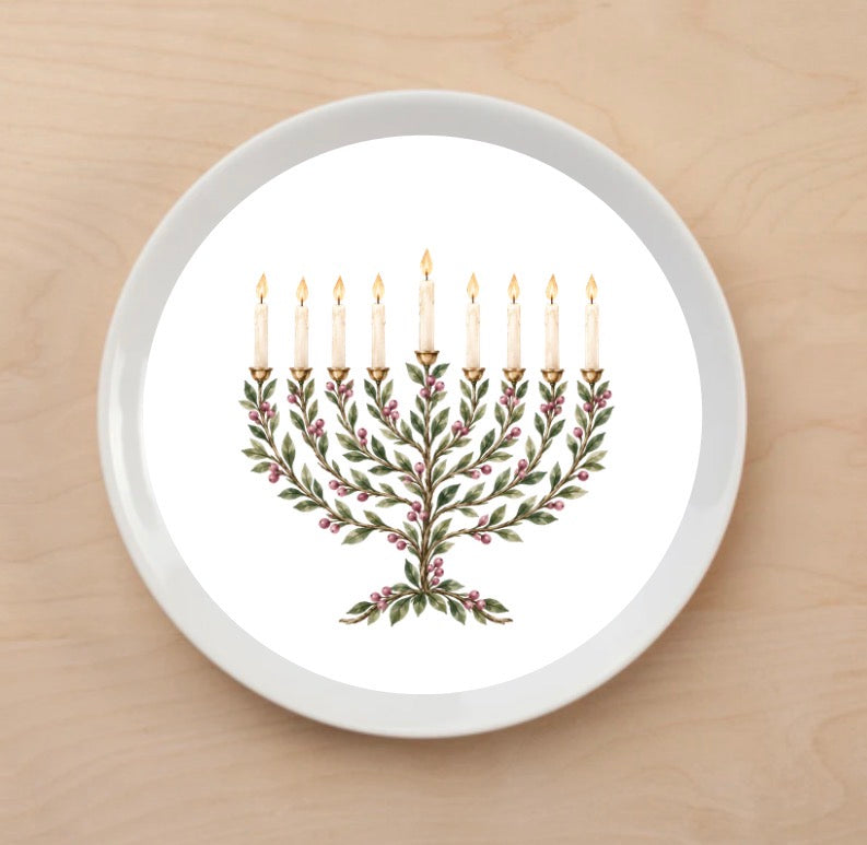 Laurel Menorah Mauve Plate Accent