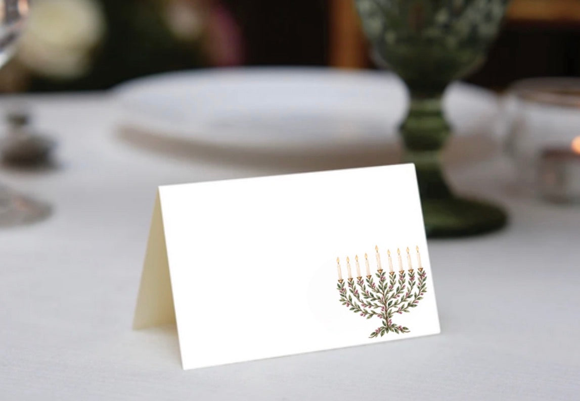 Laurel Menorah Mauve Place Cards
