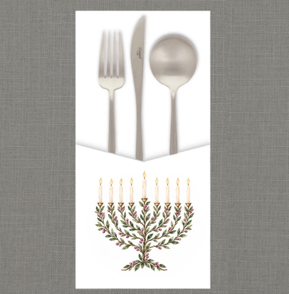Laurel Menorah Mauve Cutlery Pouch