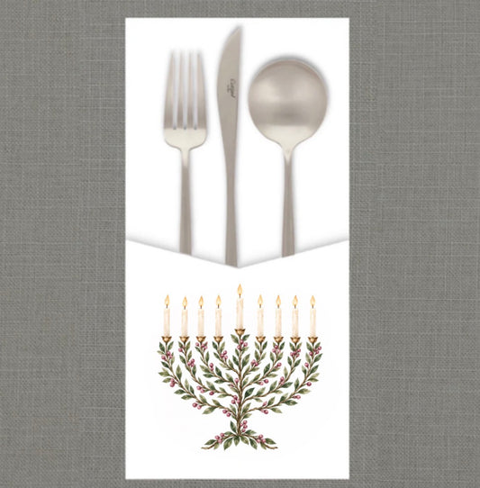 Laurel Menorah Mauve Cutlery Pouch