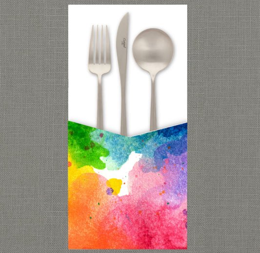 Round Watercolor Cutlery Pouch
