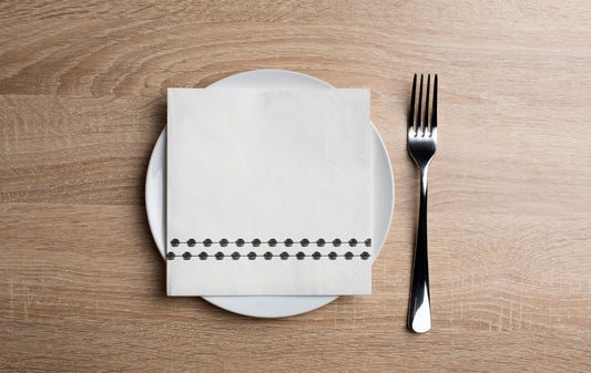 Pearls Black Cocktail Napkin