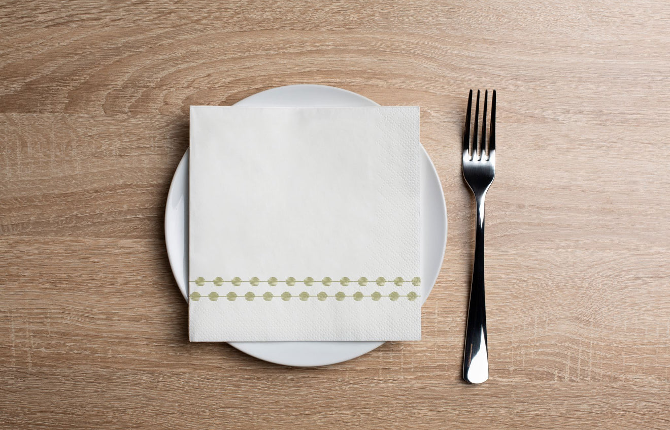 Pearls Green Cocktail Napkin