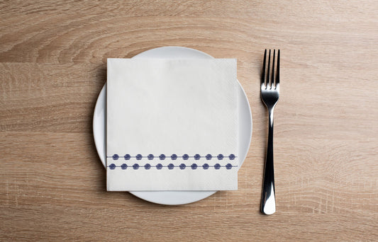 Pearls Navy Cocktail Napkin