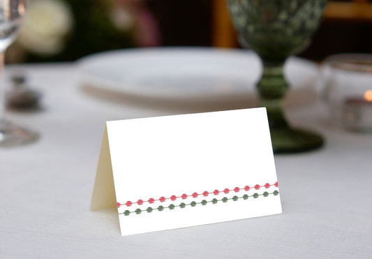 Pearls Red Green Place Cards