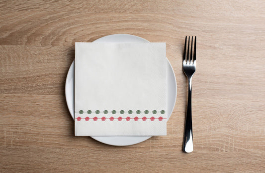 Pearls Red Green Cocktail Napkin