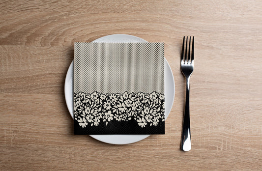 Polka Dot Floral Cocktail Napkin