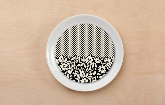 Polka Dot Floral  Plate Accent