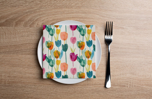 Marker Tulips Cocktail Napkin