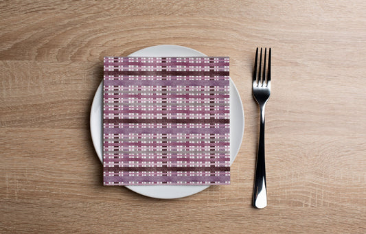 Purple Plaid Cocktail Napkin