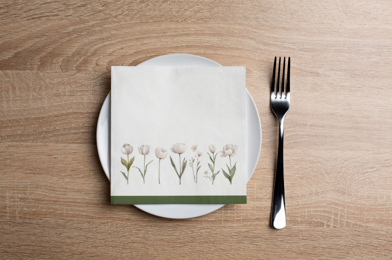 White Summer Flowers Cocktail Napkin