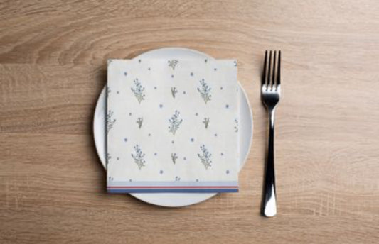 Blue Floral USA Cocktail Napkin