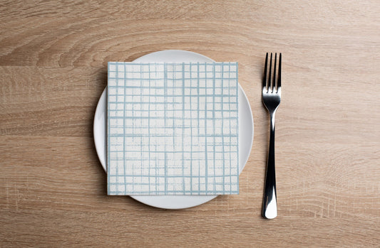 Distressed Grid Cocktail Napkin