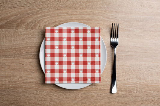 Gingham Apple Cocktail Napkin