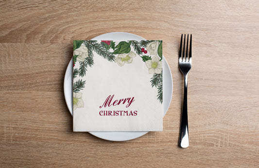 Holly Christmas Cocktail Napkin