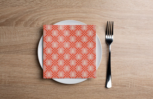 Holiday Checkerboard Cocktail Napkin
