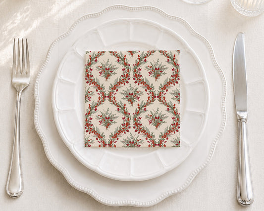 Ilex Damask Cocktail Napkin