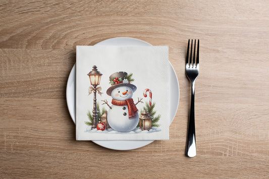 Jolly Snowman Cocktail Napkin