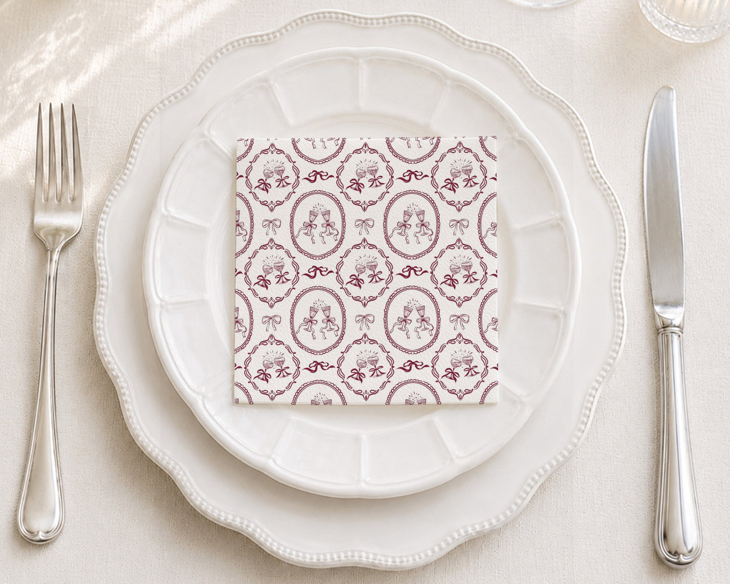 Klink Cameo Berry Cocktail Napkin