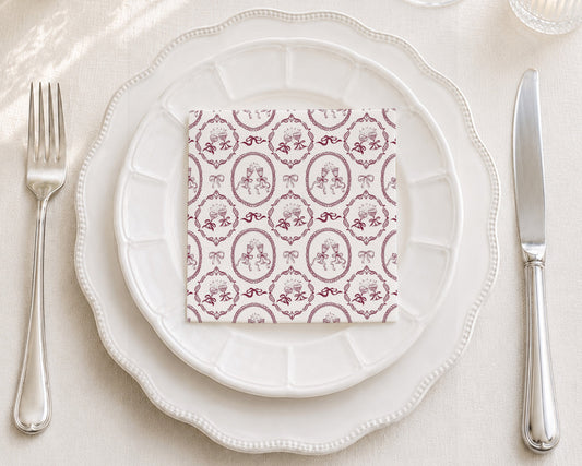 Klink Cameo Berry Cocktail Napkin
