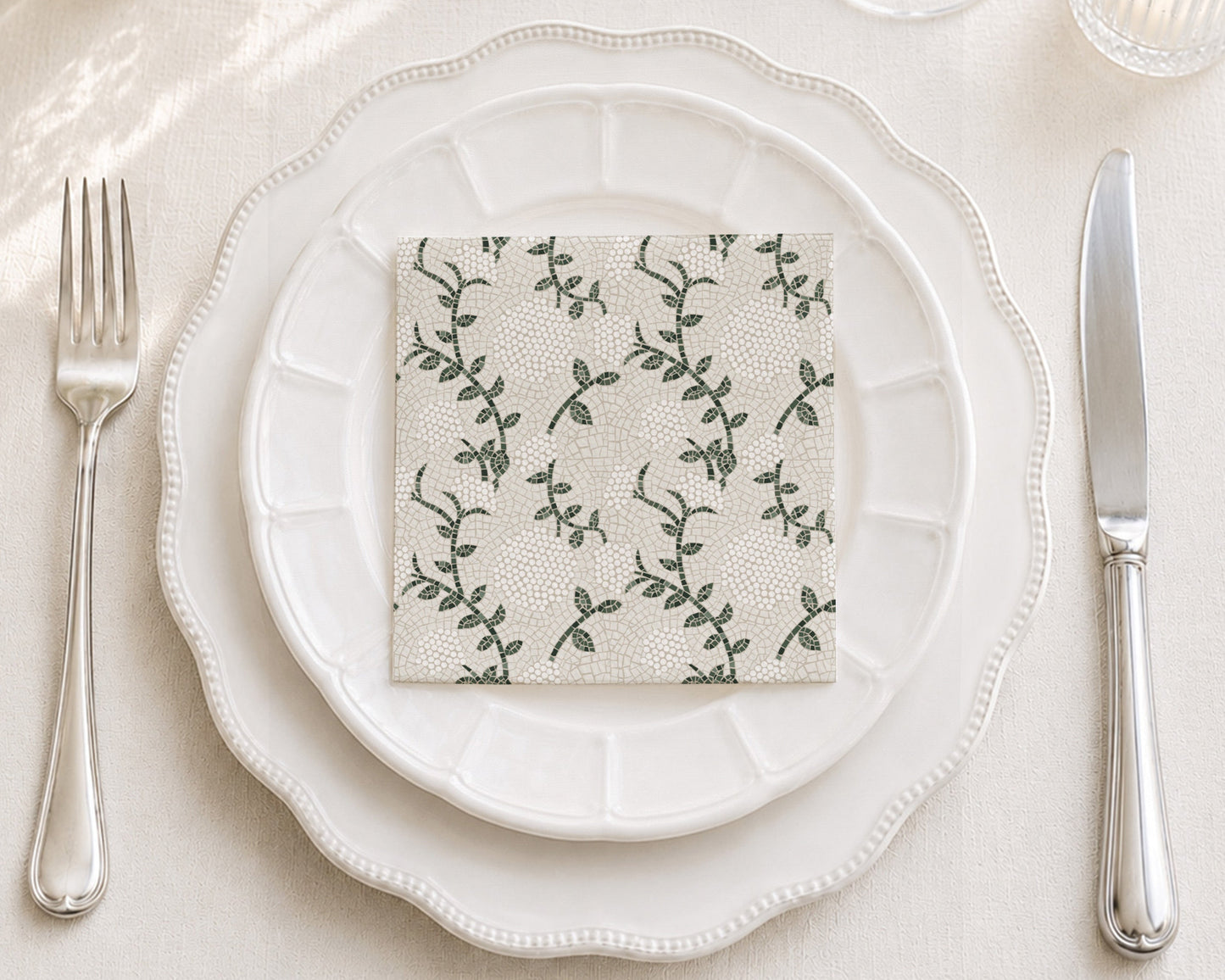 Mosaic Floral Cocktail Napkin