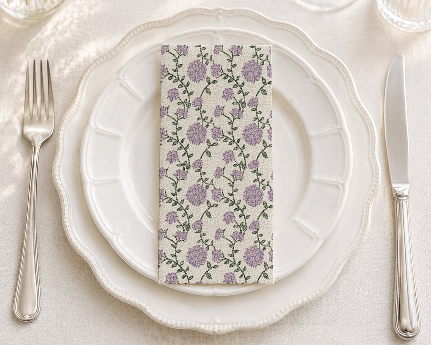 Mosaic Floral Lavender - Printed Guest Towel