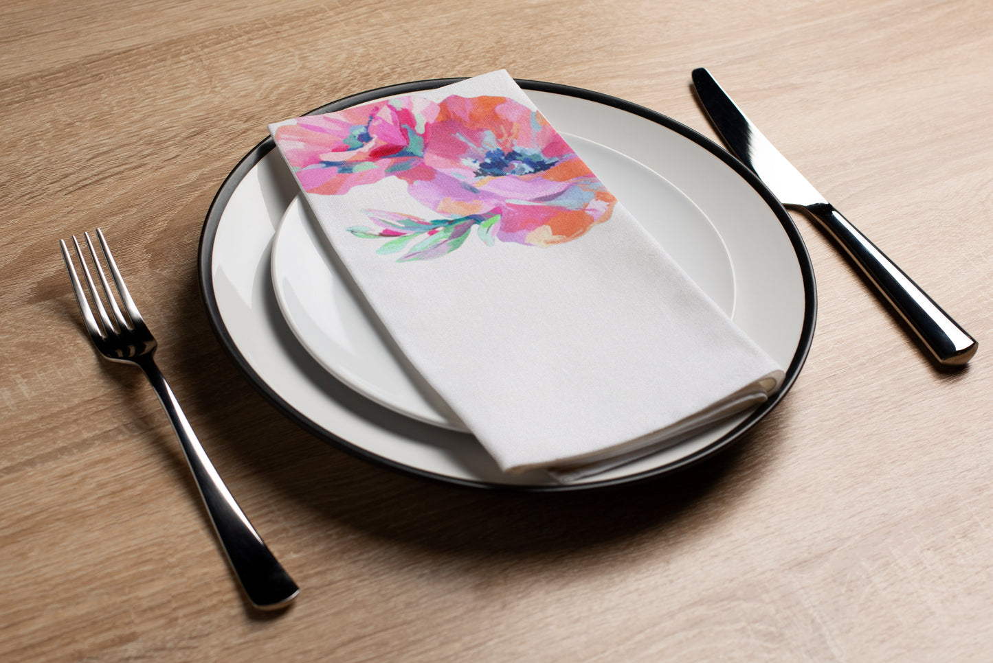 Neon Brushstroke Flowers - Printed Guest Towel