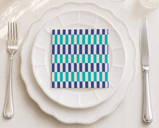Offset Blue Cocktail Napkin