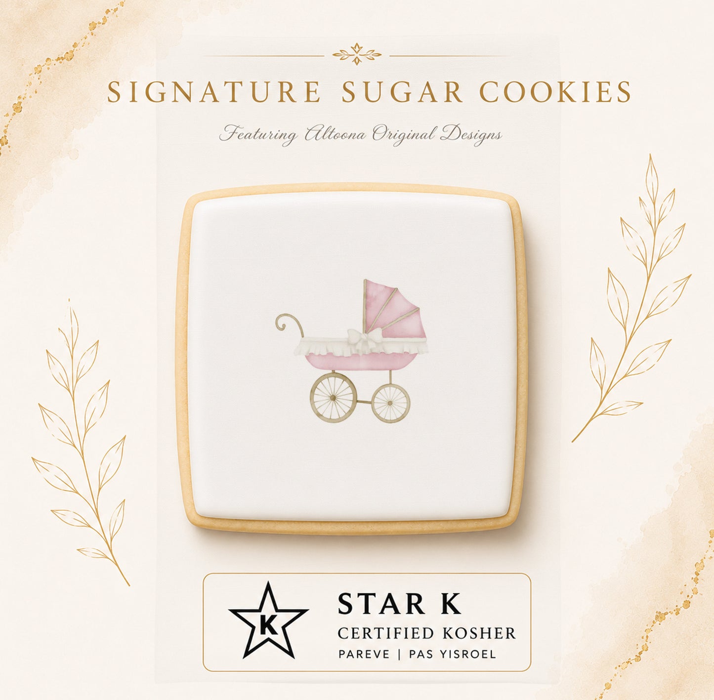 Pink Baby Carriage Cookies | 12 Pack | Free Shipping