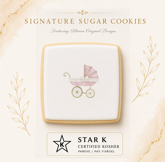 Pink Baby Carriage Cookies | 12 Pack | Free Shipping