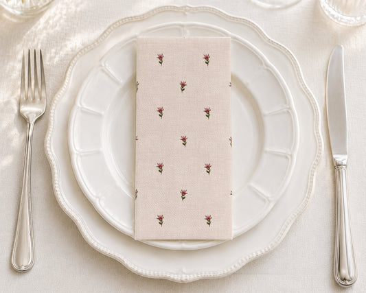 Pink Rosebud- Printed Guest Towel